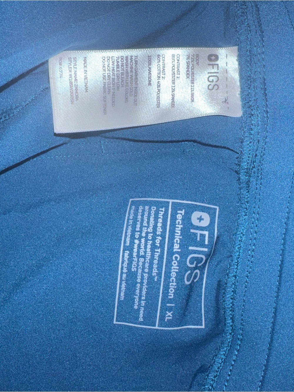 FIGS Navy Blue Jogger Pants with Bright Orange Drawstring - Picture 3 of 3